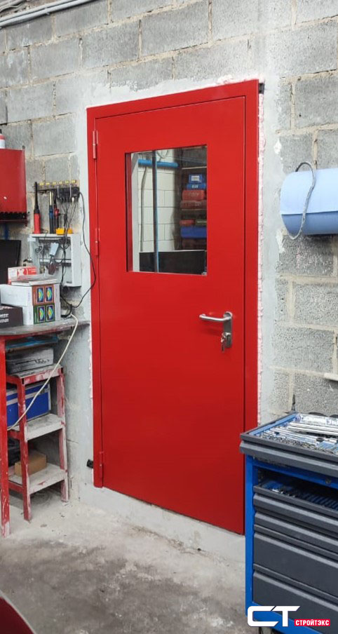 Дверь противопожарная металлическая остекленная EIS60 однопольная